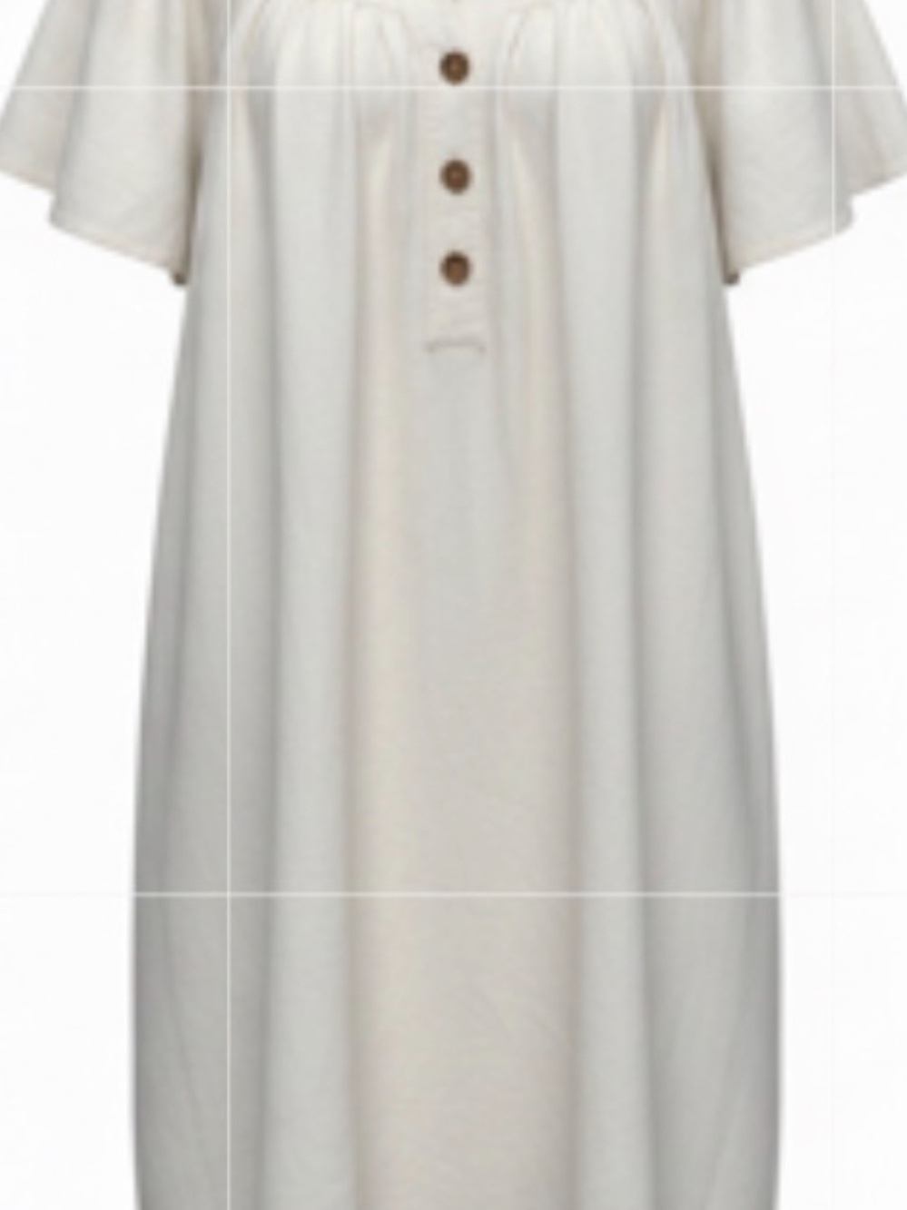 Sonoma Cream Short-Sleeve Button Front Midi Dress